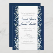 青と白のベビーズブレス ウェディング 招待状 (正面/裏面)