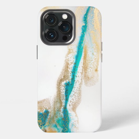 青と白のペイントの抽象的な大理石 iPhoneケース (裏面)
