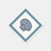 青と白のホタテのカクテルナプキン スタンダードカクテルナプキン (角)