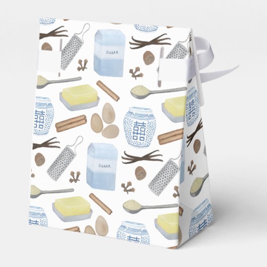 青と白のホー焼いたムクッキーまたはパイのスライス フェイバーボックス (裏面サイド)