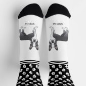 青と白のボストンテリアの名前と手 ソックス (上部)