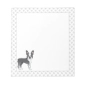 青と白のボストンテリアの漫画の犬と歩く ノートパッド (正面)