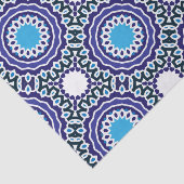 青と白のボヘミアンモザイクパターン 薄葉紙 (詳細)