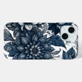 青と白のボヘミアン フラワープリント Case-Mate iPhoneケース (裏面 (横))