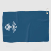 青と白のボー航海のトいかり ゴルフタオル (横)
