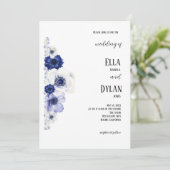 青と白のポピーフローラ 招待状 (スタンド正面)