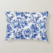 青と白のマグノリアスToile de Jouy アクセントクッション (裏面)