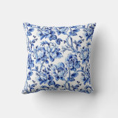 青と白のマグノリアスToile de Jouy クッション (裏面)