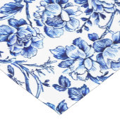 青と白のマグノリアスToile de Jouy ショートテーブルランナー (コーナー)