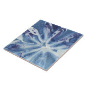 青と白のマグノリアフローラ花びらシアノタイプ タイル (側面)