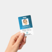 青と白のマネージャの従業員ID （ロゴ付き） バッジ (手持ち)