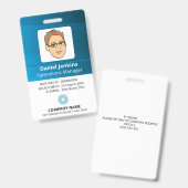 青と白のマネージャの従業員ID （ロゴ付き） バッジ (正面＆裏面)