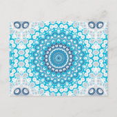 青と白のマンダラフロステッド冬の幾何学模様 ポストカード (正面)