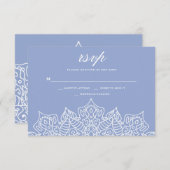 青と白のマンダラRSVPカード 出欠カード (正面/裏面)