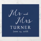 青と白のミセス結婚ズ スパークリングワインラベル (シングルラベル)