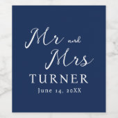 青と白のミセス結婚ズ ワインラベル (シングルラベル)