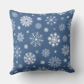 青と白のミニマルな雪片の背景 クッション (裏面)