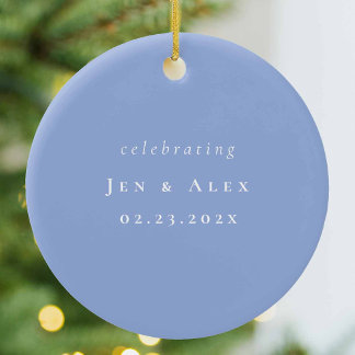 青と白のミニマルス結婚クリスマ装飾 セラミックオーナメント