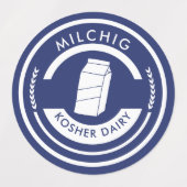 青と白のミルキラベルコーシェデイリー ラベル (デザイン2)