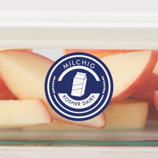 青と白のミルキラベルコーシェデイリー ラベル (貼付)