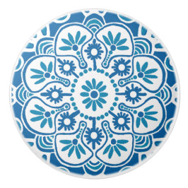 青と白のメダリオンドロワプルセラミックノブ セラミックノブ