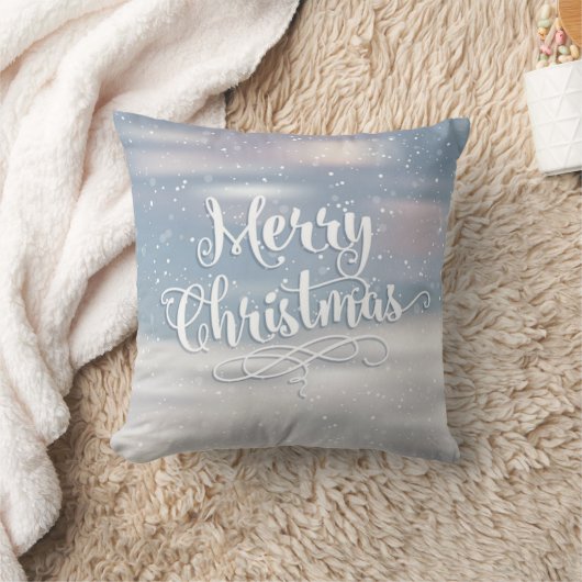 青と白のメリークリスマスホリデー クッション (ブランケット)