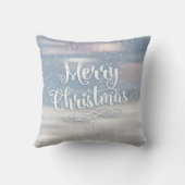 青と白のメリークリスマスホリデー クッション (裏面)