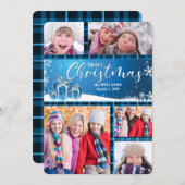 青と白のメリークリスマス5 – 写真 シーズンカード (正面/裏面)
