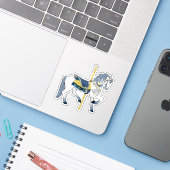 青と白のメリーゴーラウンドの馬 シール (ノートパソコンとiPhone)