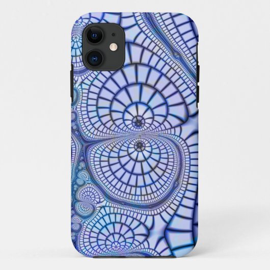 青と白のモザイクのフラクタルのフラクタル電話ケース Case-Mate iPhoneケース (裏面)