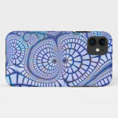 青と白のモザイクのフラクタルのフラクタル電話ケース Case-Mate iPhoneケース (裏面(横))