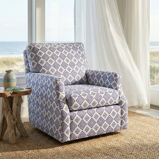 青と白のモザイク幾何学的Azureパターン ファブリック