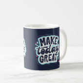 青と白のモチベーションシンプル コーヒーマグカップ (正面右)