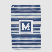 青と白のモノグラストライプのム ゴルフタオル (正面)