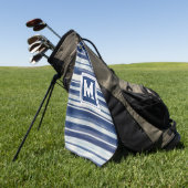 青と白のモノグラストライプのム ゴルフタオル (グリーン)