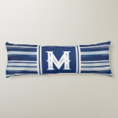 青と白のモノグラストライプのム ボディピロー (裏面)