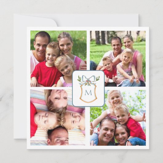 青と白のモノグラムの紋章4枚の写真 シーズンカード (正面)