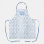 青と白のモノグラムショウガの瓶結婚の贈り物 エプロン (正面)