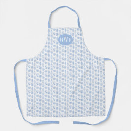 青と白のモノグラムショウガの瓶結婚の贈り物 エプロン