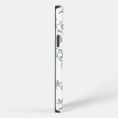青と白のモノグラムシンプルバード柄 iPhoneケース (右側面)