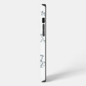 青と白のモノグラムシンプルバード柄 iPhoneケース (左側面)
