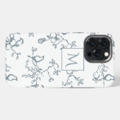 青と白のモノグラムシンプルバード柄 iPhoneケース (裏面横)