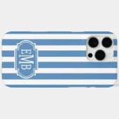 青と白のモノグラムストライプ Case-Mate iPhoneケース (裏面 (横))