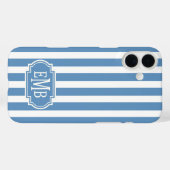 青と白のモノグラムストライプ Case-Mate iPhoneケース (裏面 (横))