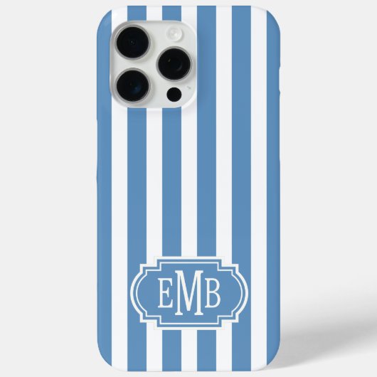 青と白のモノグラムストライプ Case-Mate iPhoneケース (裏面)
