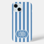 青と白のモノグラムストライプ Case-Mate iPhoneケース (裏面)