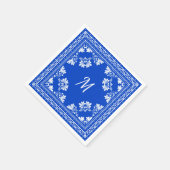 青と白のモノグラムバンダナ模様 スタンダードカクテルナプキン (角)