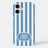 青と白のモノグラム ストライプ Case-Mate iPhoneケース (裏面)