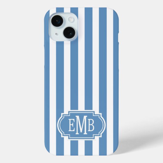 青と白のモノグラム ストライプ Case-Mate iPhoneケース (裏面)