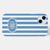 青と白のモノグラム ストライプ Case-Mate iPhoneケース (裏面 (横))